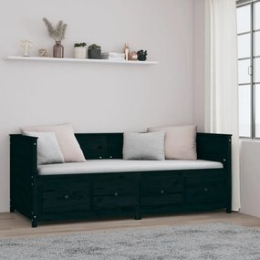 Sofá-cama 90 x 200 cm madeira de pinho maciça preto