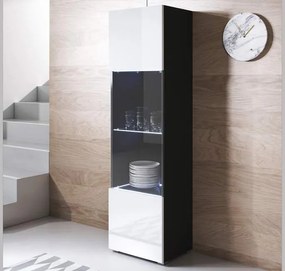 Vitrine Alta Toledo – 40x167 cm – Preto e Branco com LED Azul