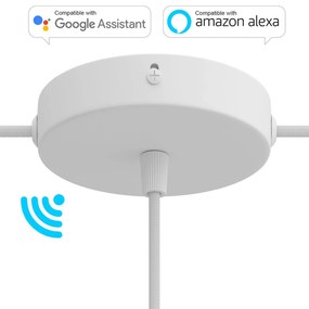 SMART cylindrical metal 1 central hole + 2 side holes ceiling rose kit - compatible with voice assistants - Conical / Matt White