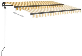 Toldo retrátil automático com postes 3x2,5 m amarelo e branco