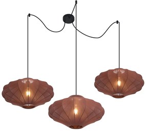 Candeeiro suspenso Japandi castanho 50cm 3-luzes - Plu Japandi