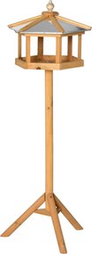 Comedouro para pássaros selvagens com suporte, ninho e bandeja - Estação para pássaros - Abrigo para pássaros em madeira para exterior - 113 cm