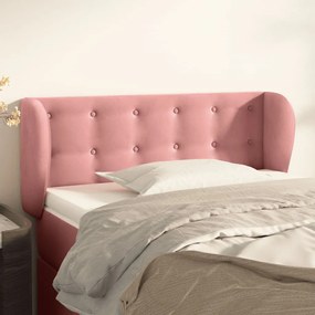 Cabeceira de cama c/ abas veludo 93x23x78/88 cm rosa