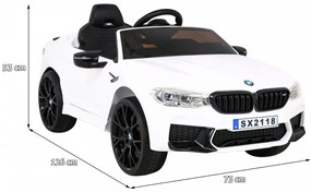 Carro elétrico para Crianças 12V BMW DRIFT M5 Frente Rodas Eva, Traseira Plástico especial para função DRIFT Branco