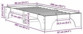 Cama Branca 80x200 cm de Madeira de Pinho Sólido da