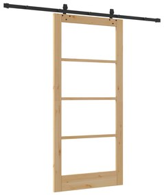 Porta Deslizante vidaXL com Conjunto de Hardware 93x202 cm Madeira Sól