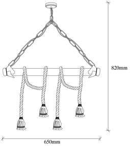 Chandelier Erebos – Preto – 65 x 8 cm
