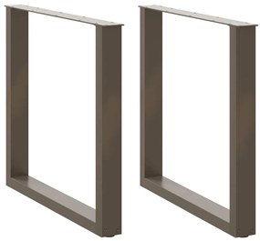 Pés para mesa de jantar em formato de U, 2 peças, aço natural, 80x(72-
