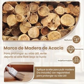 Conjunto 2 Cadeiras de Jantar jardim Madeira Acacia Almofada Removível Apoio de Braços Natural e Branco