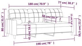 Sofá 3 lugares + almofadas decorativas 180 cm tecido preto