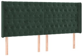 Cama box spring c/ colchão/LED 180x200 cm veludo verde-escuro