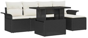 Conjunto de Sofá de Jardim de 8 Peças com Almofadas Preto Rattan Polimérico