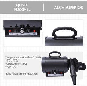 PawHut Secador de Pelo para Cães 2800W Secador de Pelo para Animais de