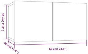 Móveis TV suspensos 3 pcs madeira processada 60x30x30 cm cinza