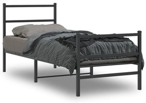 Estrutura de cama com cabeceira e pés 80x200 cm metal preto