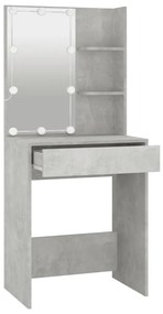 Toucador com LEDs 60x40x140 cm cinzento cimento