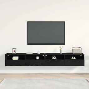 Armários de TV vidaXL 2 pcs Carvalho Preto 100x30x30 cm Madeira de Eng