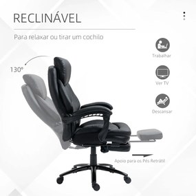 Cadeira de Escritório Ergonómica Cadeira de Escritório com Altura Ajustável com Encosto Inclinável em até 130° Função Basculante e Apoio para os Pés R