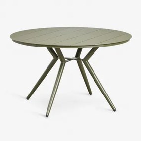 Round Garden Table In Aluminum Valerie Verde Azeitona Intenso & Ø125 Cm - Sklum