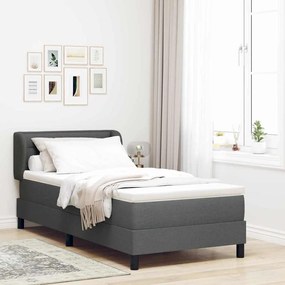 vidaXL Cama Box com colchão Cinzento escuro 90 x 190 cm tecido