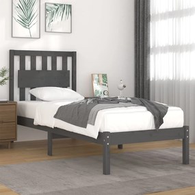 vidaXL Estrutura cama solteiro 90x200 cm pinho maciço cinzento