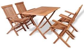 vidaXL 5 pcs conjunto de jantar p/ jardim madeira de teca maciça