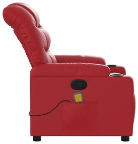 Poltrona de massagens reclinável couro artificial vermelho