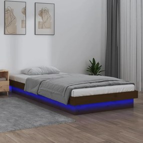 820000 vidaXL Estrutura cama +LEDs pequena solteiro 75x190cm madeira castanho