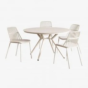 Conjunto De Mesa Redonda De Alumínio Valerie (ø100 Cm) E 4 Cadeiras De Jardim Maeba Tapioca Bege - Sklum