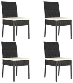 Cadeiras de jantar para jardim 4 pcs vime PE preto