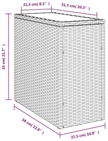 Mesa de apoio jardim c/ tampo vidro 58x27,5x55 cm vime PE preto