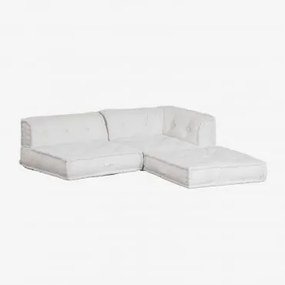 Sofá modular de canto de 3 peças em algodão Dhel Branco - Sklum