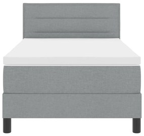 Cama Box com Colchão e Luz LED Cinza Claro 90x200 cm Tecido