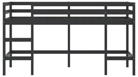 Cama alta p/ criança c/ escada 90x190 cm pinho maciço preto