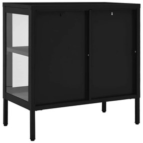 Aparador 70x35x70 cm vidro e aço preto