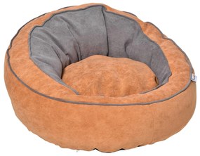 PawHut Cama Animais Estimação Cães Gatos Pequenos Almofada Suave Redonda Confortável 59x59x30cm Laranja Cinza | Aosom Portugal