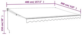 Toldo retrátil automático com 4x3 m azul e branco