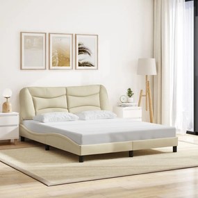 Estrutura de cama com LED sem colchão 160x200 cm tecido creme