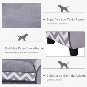 PawHut Sofá para animais de estimação com pernas Cama de cachorro de m