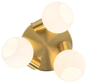 Spot de teto dourado com vidro opalino ajustável com 3 luzes - Anouk Art Deco