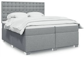 vidaXL Cama com molas/colchão 200x200 cm tecido cinza-claro