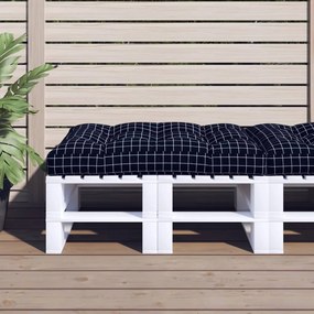 vidaXL Almofadão para sofá de paletes 120x80x12 cm tecido xadrez preto