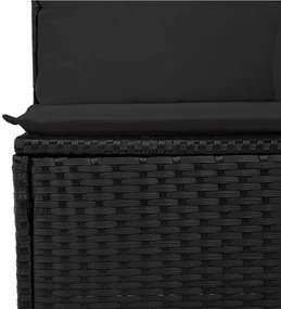 12 pcs conjunto de sofás de jardim c/ almofadões vime PE preto