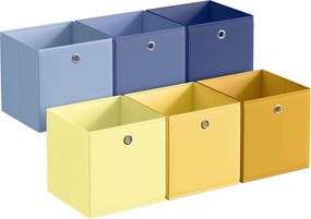 Conjunto de 6 caixas de arrumação 33 x 33 x 33 cm (ESTANTE NÃO INCLUIDA) coloridas