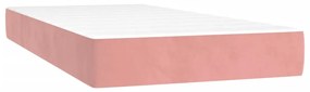 Cama box spring c/ colchão/LED 90x200 cm veludo rosa