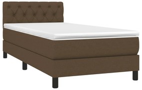 Cama box spring c/ colchão/LED 80x200cm tecido castanho-escuro