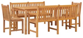 5 pcs conjunto de jantar p/ jardim madeira de teca maciça
