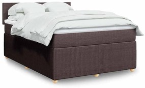 vidaXL Cama com molas/colchão 140x190 cm tecido castanho-escuro