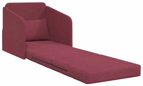 Sofá Cama de Chão 2-em-1 Vermelho Vinho 65x80x83 cm Tecido
