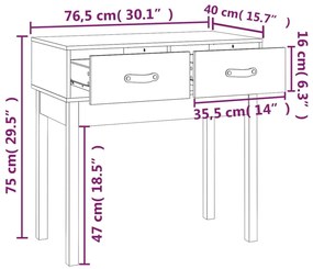 Mesa consola 76,5x40x75 cm pinho maciço branco